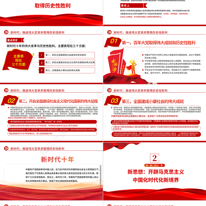 2022新时代新思想与中国式现代化新篇章PPT党建风党支部学习宣传贯彻党的大会精神专题党建党课模板