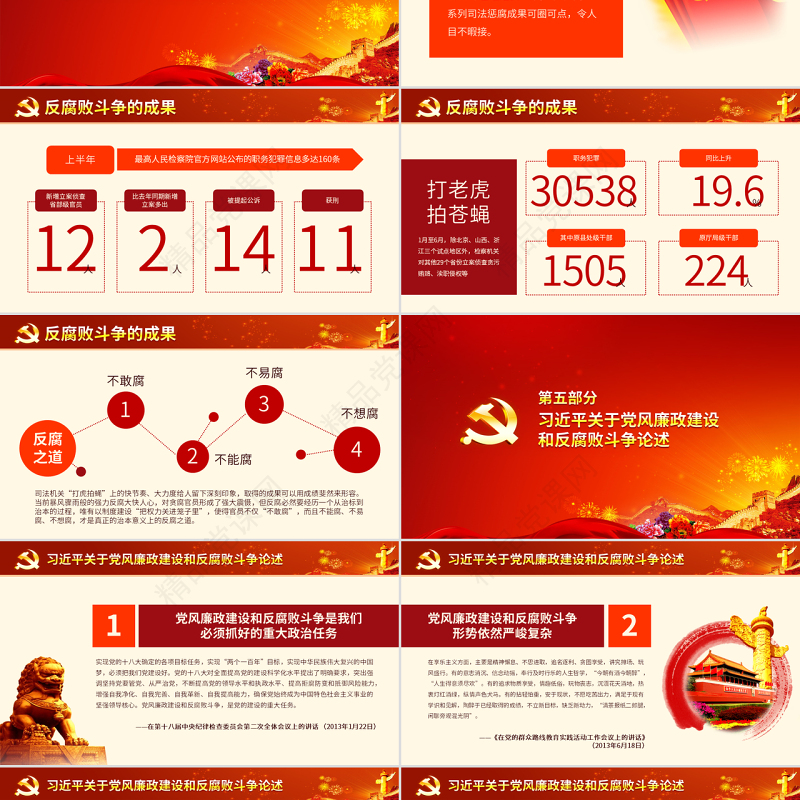 原创党风廉政建设党课ppt模板反腐败斗争形势