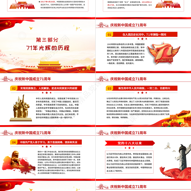 年党政风简约建国国庆71周年专题党课PPT