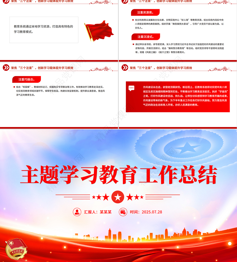 2025年党内主题学习教育工作总结PPT模板