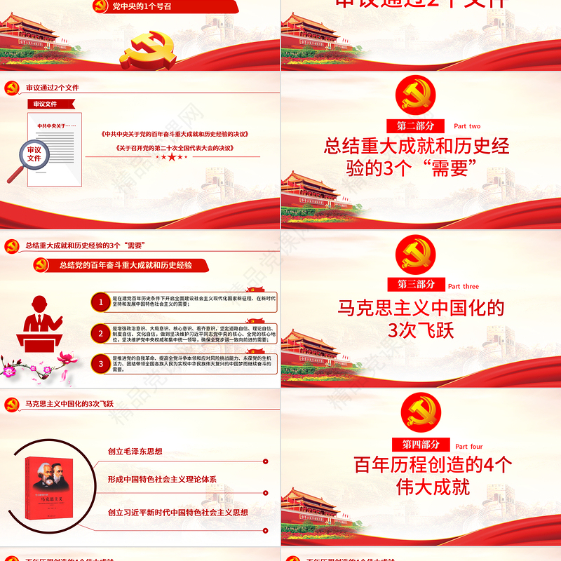 数览十九届六中全会PPT党政风优质十九届六中全会公报内容党员学习党课课件