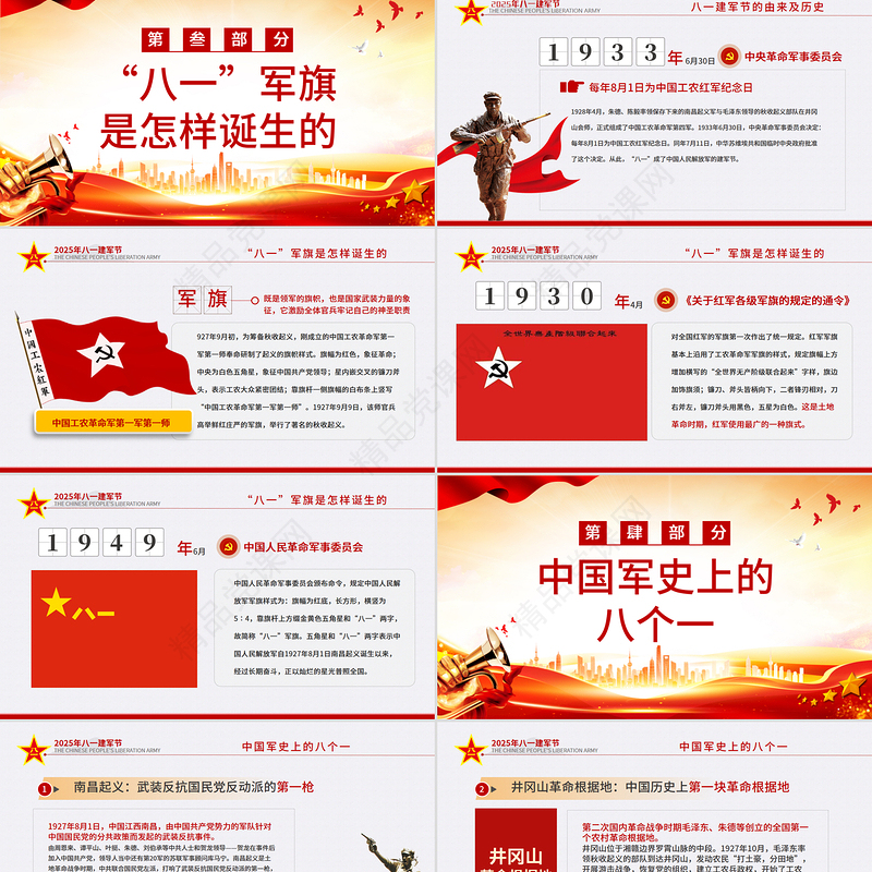 庆祝中国人民解放军建军98周年PPT红色大气铁血铸军魂建军节课件下载