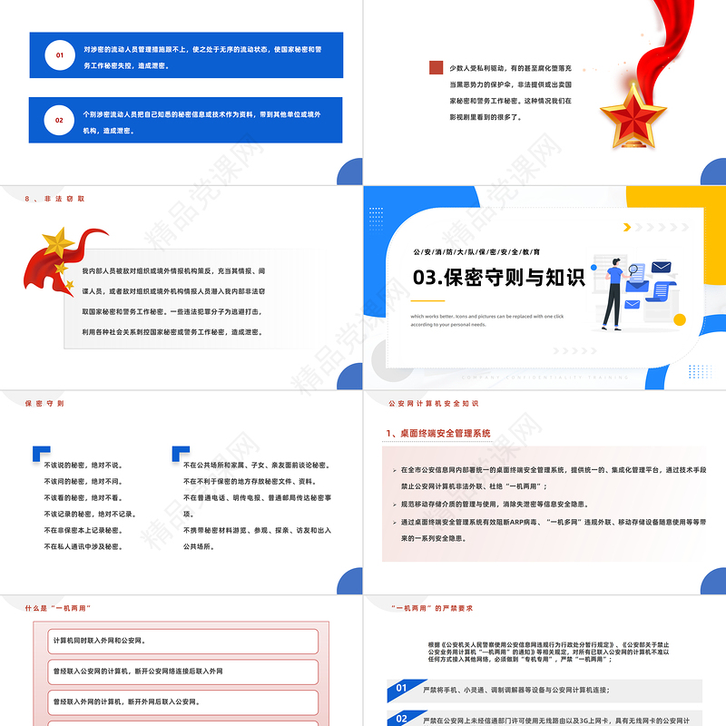 2023保密安全教育PPT简约风公安消防大队保密安全教育专题课件下载