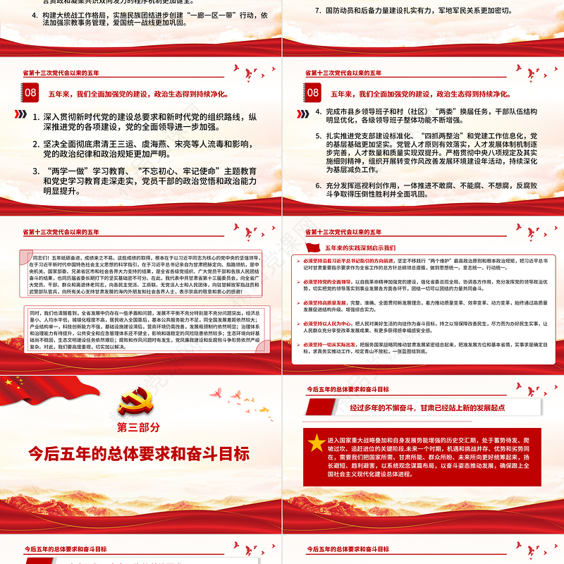 党政风党建风中国共产党甘肃省第十二次代表大会专题党课PPT模板