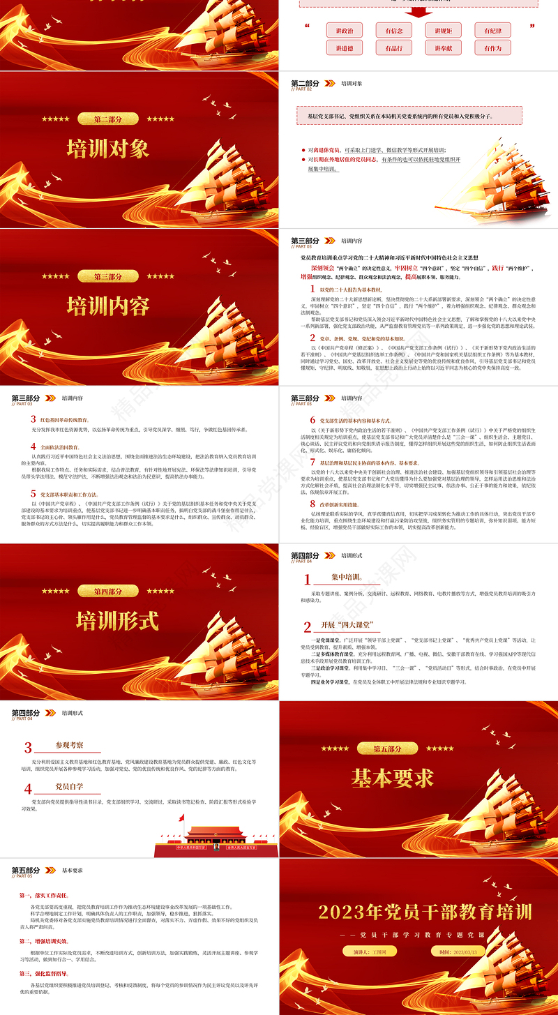 2023党员干部教育培训PPT精品风党员干部学习教育专题党课课件