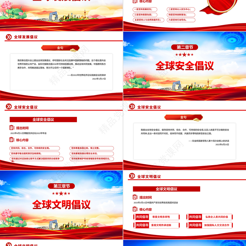 简洁大气四大全球倡议要点内容解读PPT课件