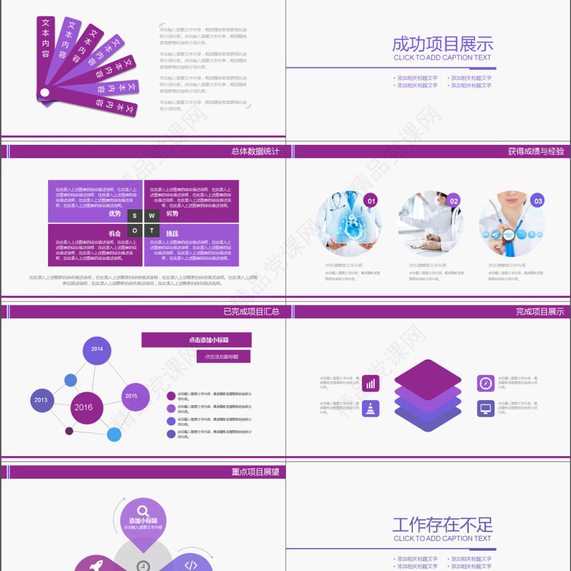 2017年紫色医疗医药医学汇报PPT模板