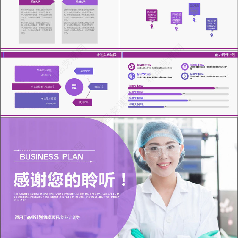 2017年紫色医疗医药医学汇报PPT模板