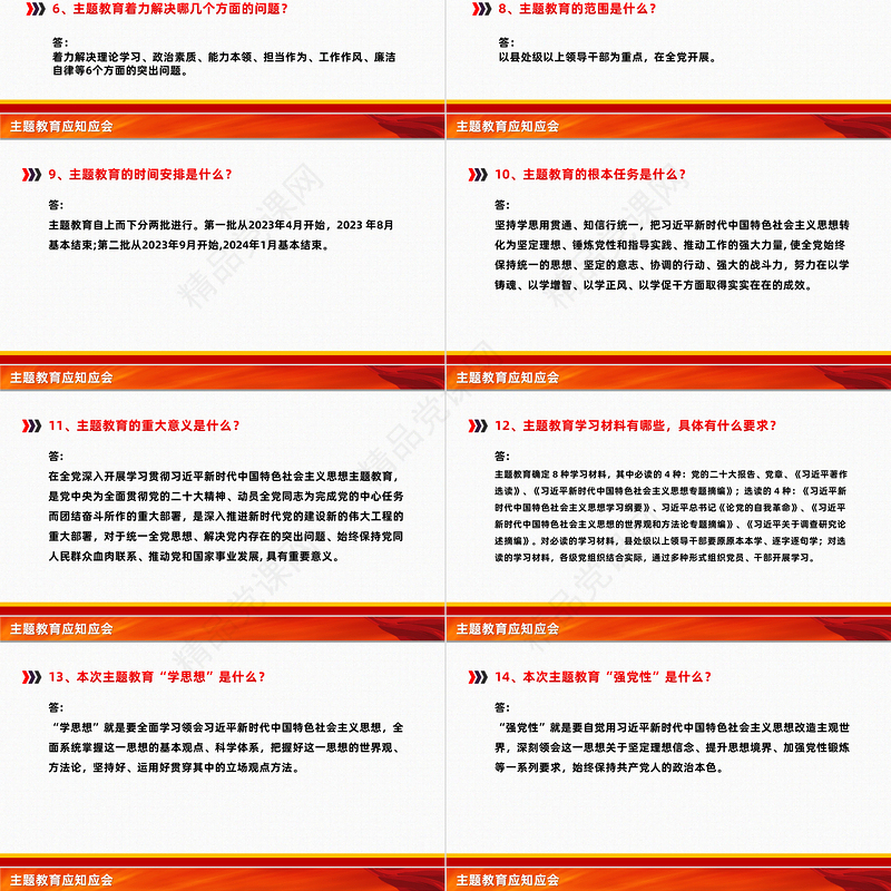 主题教育应知应会PPT党政风简约2023年习近平新时代中国特色社会主义思想主题教育必学知识点辅导课件