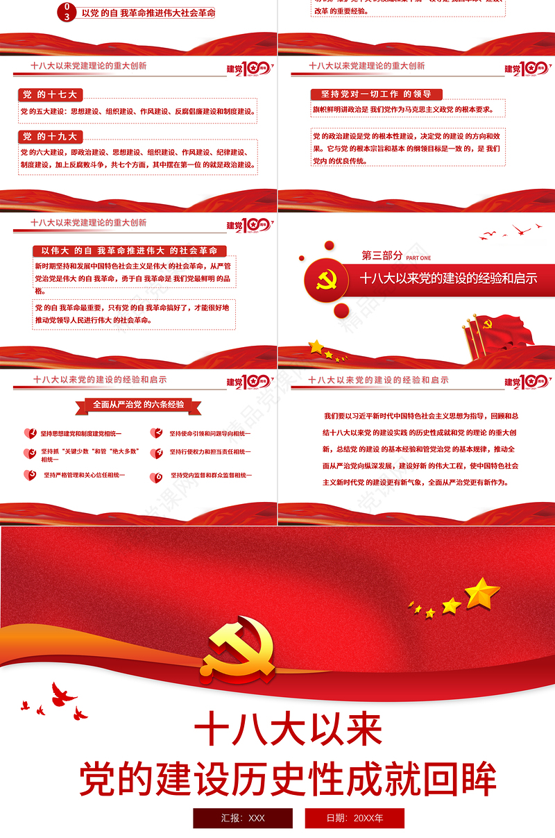 十八大以来党的建设历史性成就回眸PPT庆祝建党100周年党史学习系列党课课件