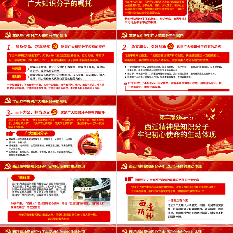 红色党政党课学习弘扬西迁精神砥砺初心使命PPT