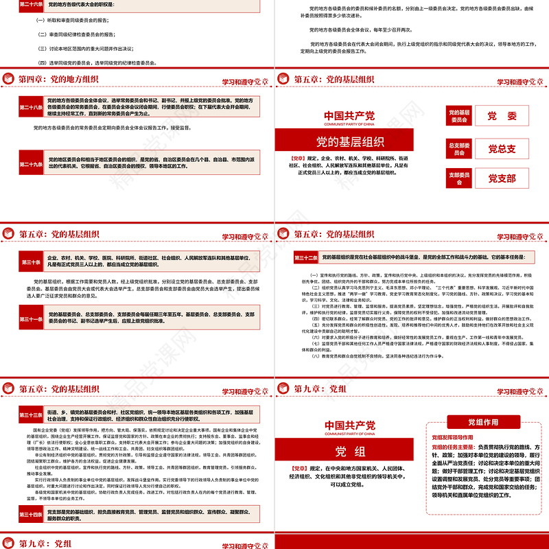 中国共产党章程PPT党政风优质党政风党章发展历程及新党章全文党员学习专题课件
