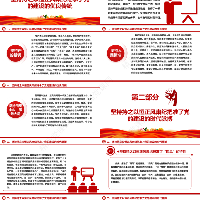 久久为功地保持正风肃纪ppt精品风深入学习贯彻习近平新时代党建思想党组织党支部党员学习培训党课