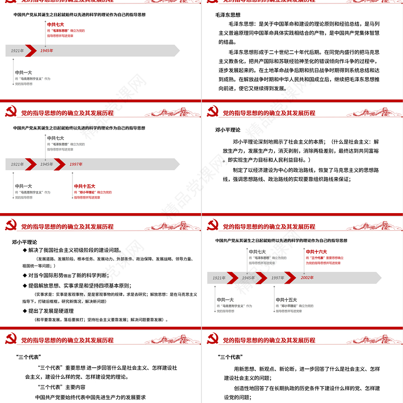党的指导思想PPT红色党政风领导干部主题党日学习微党课课件模板