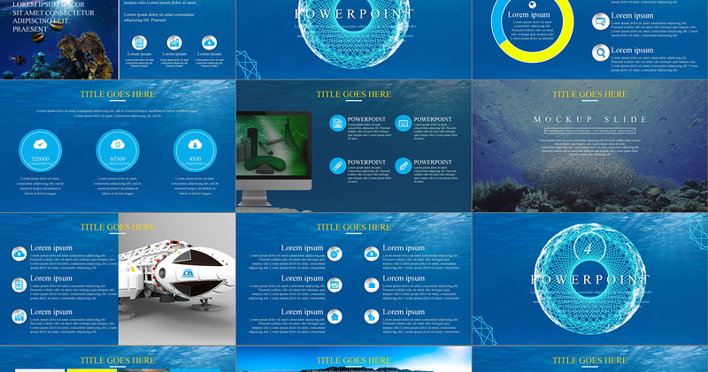 海底蓝科技蓝白海之韵PPT模板