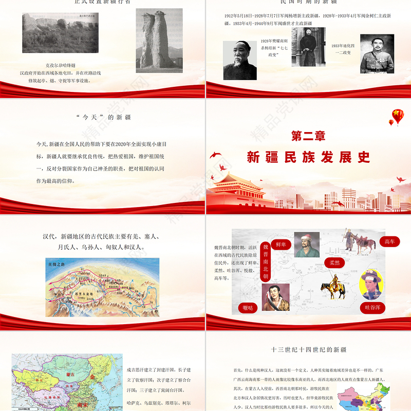 红色党政风地域党课之正确认识新疆四史筑牢中华民族共同体意识新疆党课PPT
