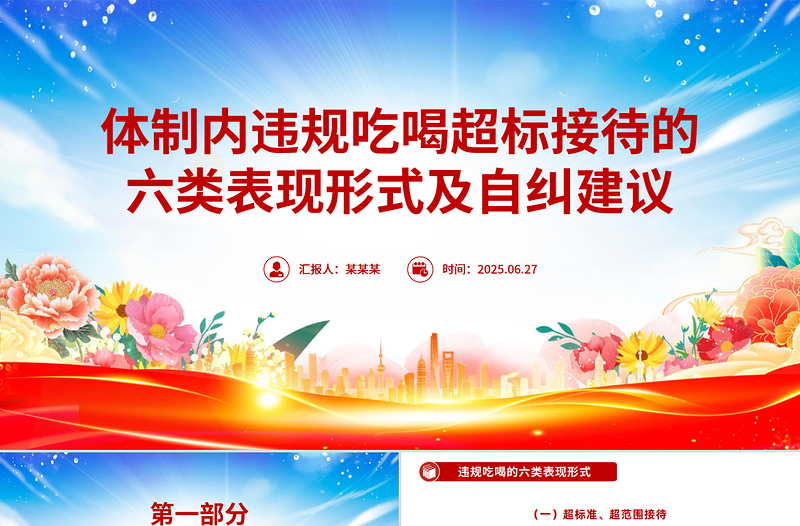 2025体制内违规吃喝超标接待的六类表现形式及自纠建议PPT课件下载