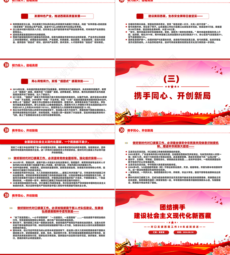 对口支援西藏工作30年成就综述PPT团结携手建设社会主义现代化新西藏课件下载