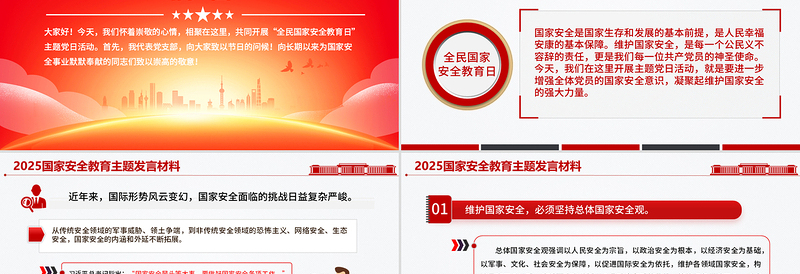 简洁实用国家安全教育主题发言材料PPT模板课件