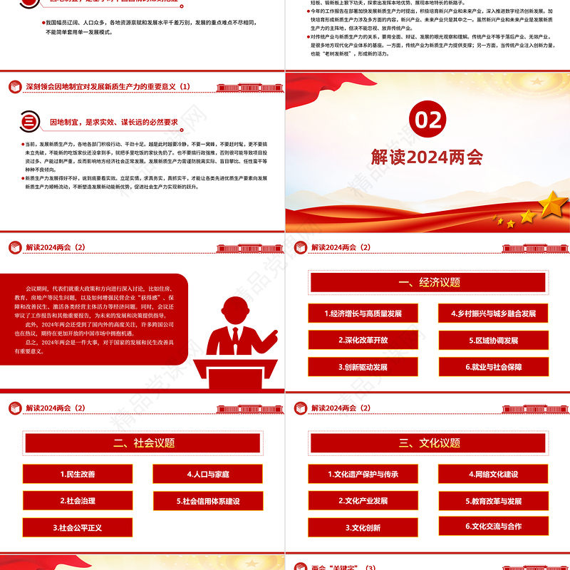 优质党政风2024年全国两会精神解读PPT