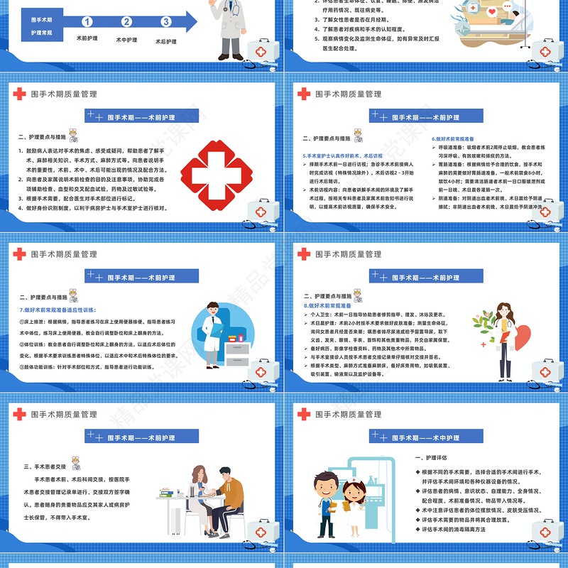 围手术期护理质量管理PPT简约插画风医院科室术后护理方案报告课件模板