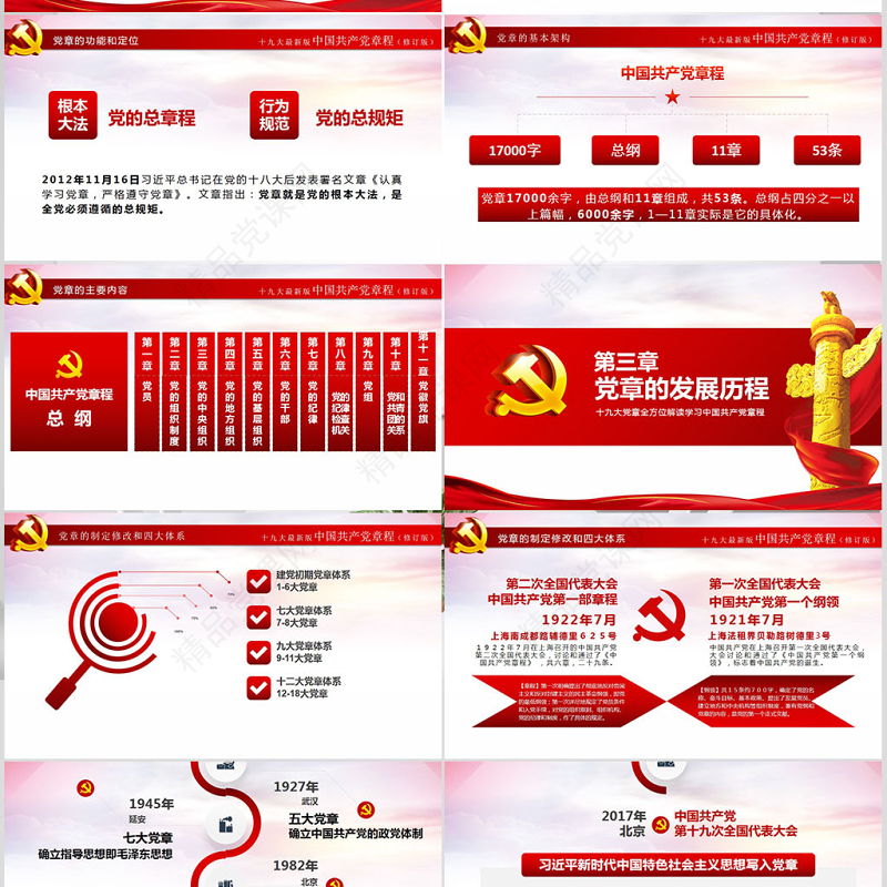 十九大新党章全方位解读学习中国共产党章程党课ppt