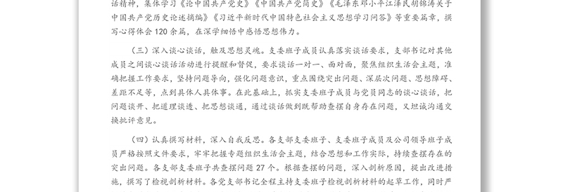 国企党委关于党史学习教育专题组织生活会召开情况的报告