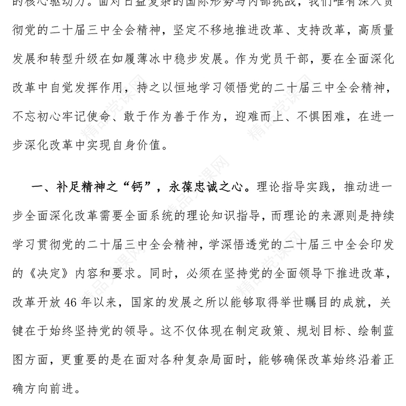学习党的二十届三中全会精神心得体会（三）word模板