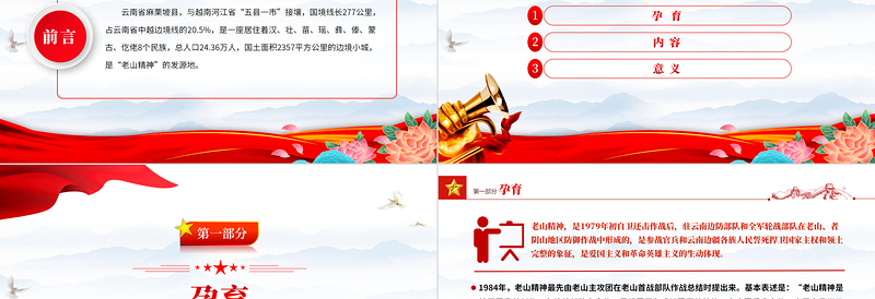 弘扬老山精神PPT简洁党建风唤起人民群众的忧患意识增强各民族的凝聚力党员学习微党课下载