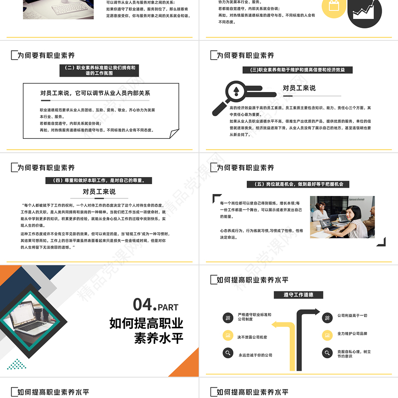 员工职业素养培训PPT商务风企业员工职业素养培训课件模板