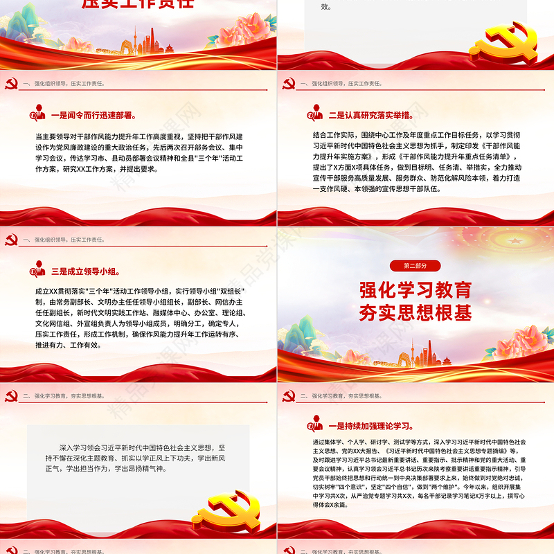 市县干部作风能力提升年工作总结PPT红色大气机关干部作风能力建设汇报下载