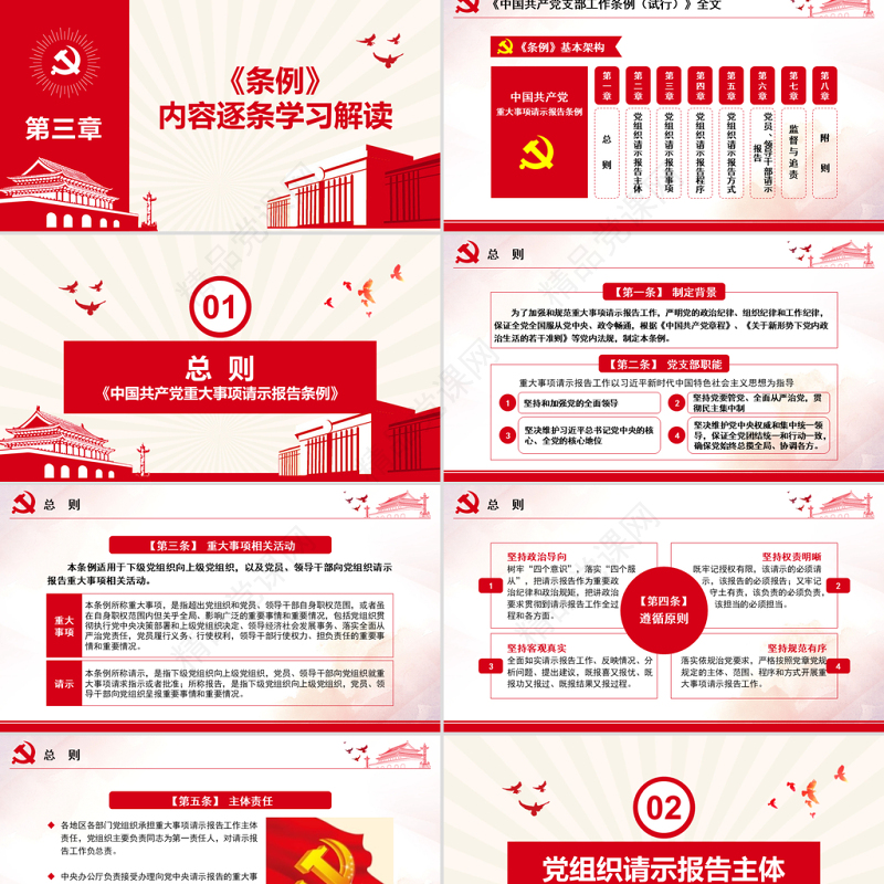 原创学习解读中国共产党重大事项请示报告条例PPT-版权可商用