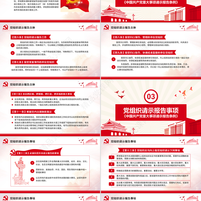 原创学习解读中国共产党重大事项请示报告条例PPT-版权可商用