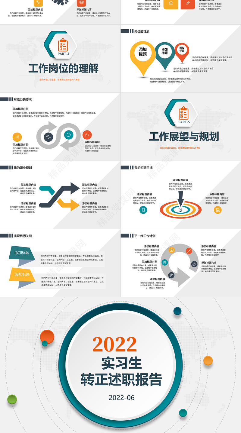 实习转正述职PPT简洁微粒体风实习期转正新员工转正述职报告模板