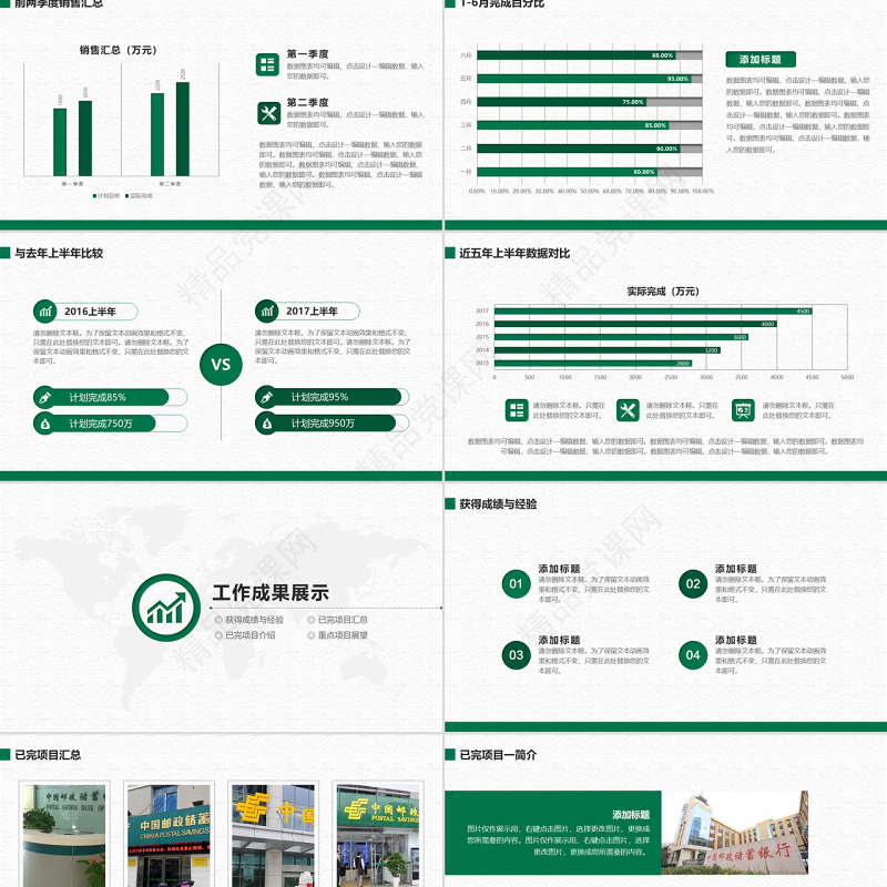 邮政储蓄银行年中工作总结通用PPT模板