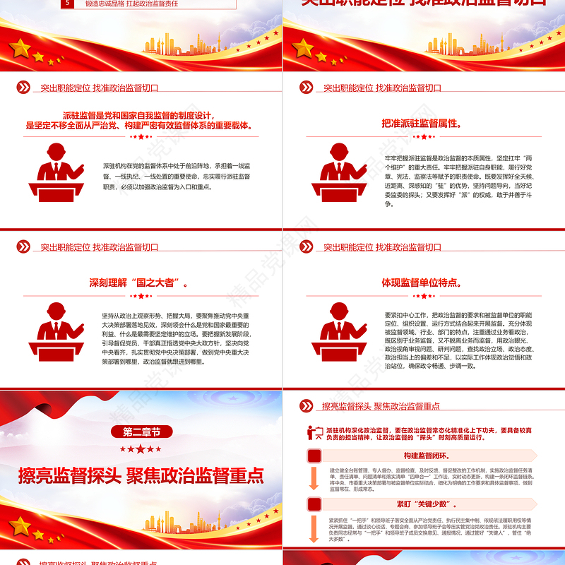 2023忠诚履行派驻职责做深做实政治监督PPT精品风党员干部学习教育专题党课课件模板