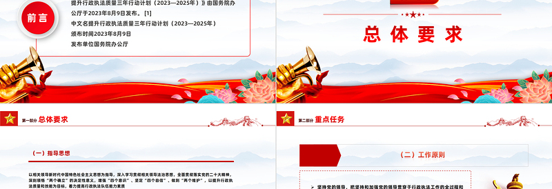 2024提升行政执法质量三年行动计划PPT大气精美党员干部学习教育专题党课模板课件