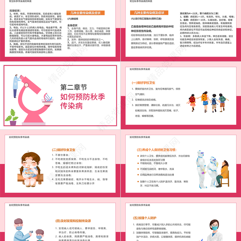 秋季传染病预防知识讲座PPT卡通风秋季传染病预防讲座课件模板