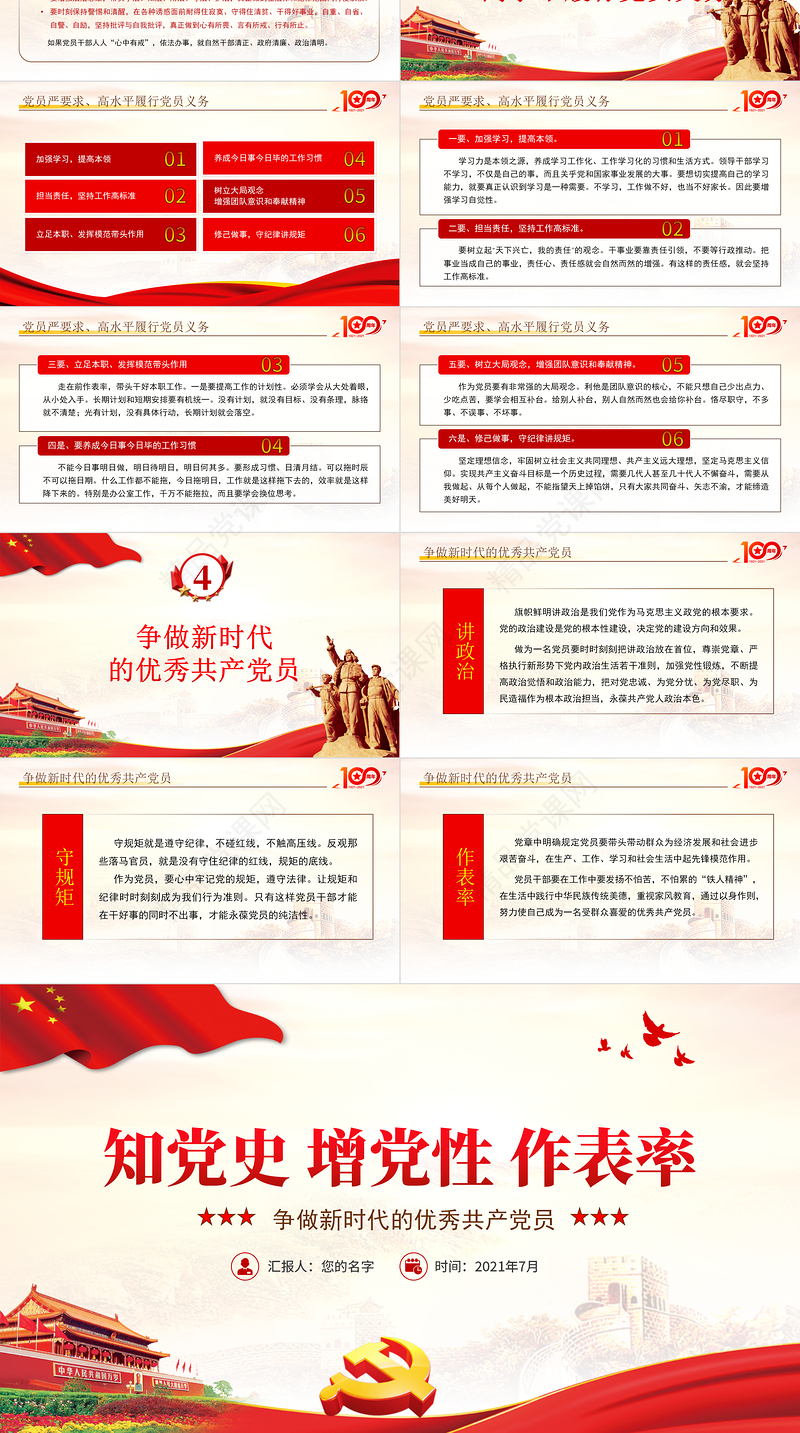学党史增党性作表率争做新时代优秀共产党党员党课PPT课件