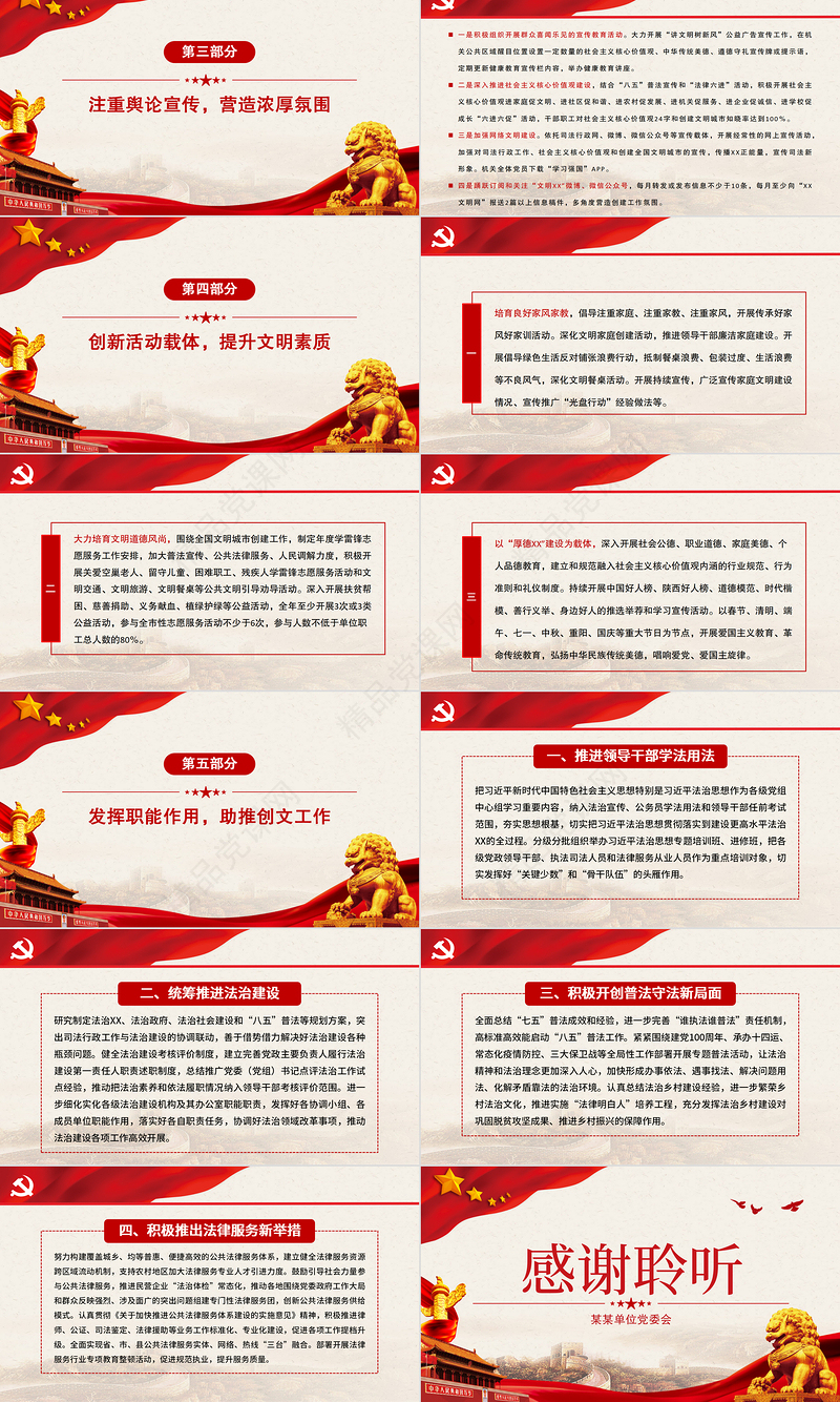 年创建全国文明城市实施方案PPT党建风同创文明城市共建美好家园通用方案党课课件