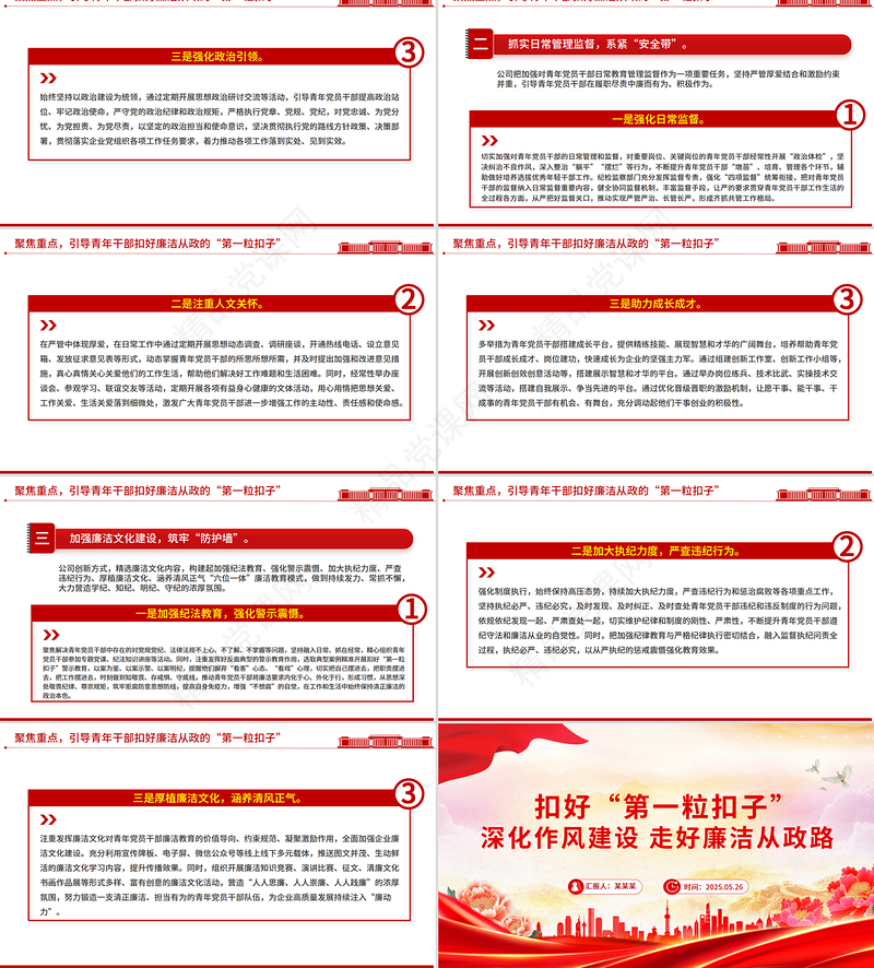 2025年轻干部廉洁从政PPT扣好“第一粒扣子”主题微党课