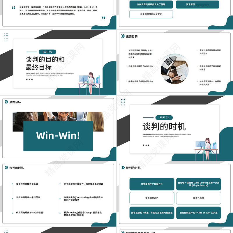 2023采购议价谈判技巧PPT商务风采购议价谈判技巧模板课件