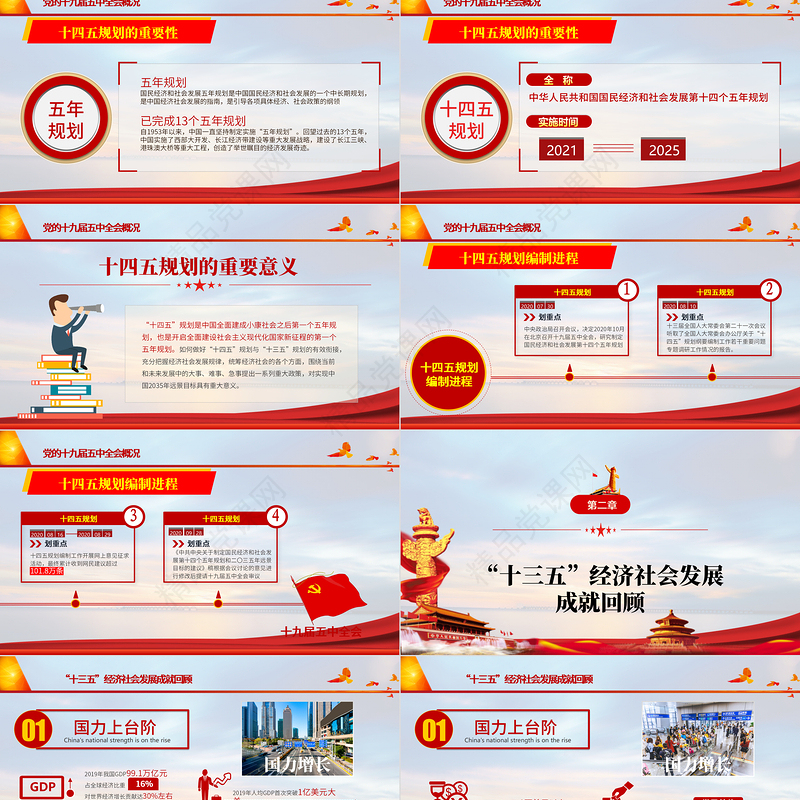 聚焦十九届五中全会精神解读PPT模板