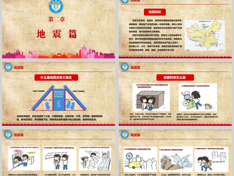 年原创512全国防灾减灾日知识活动宣传PPT模板（内含讲稿）-版权可商用