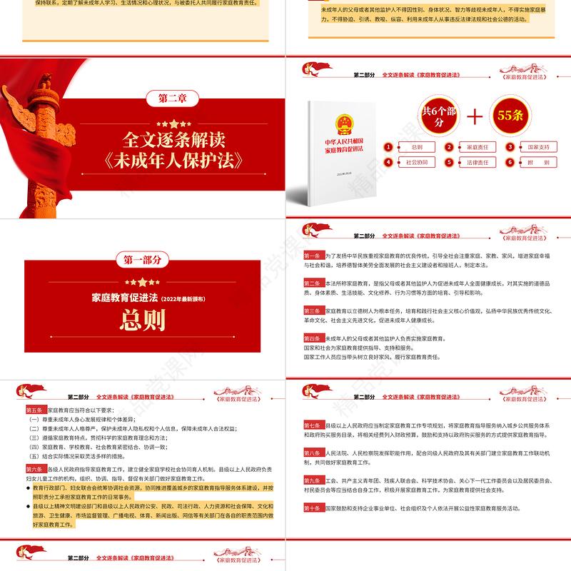 最新发布家庭教育促进法解读PPT党政风简约优质青少年法治培训专题党课课件