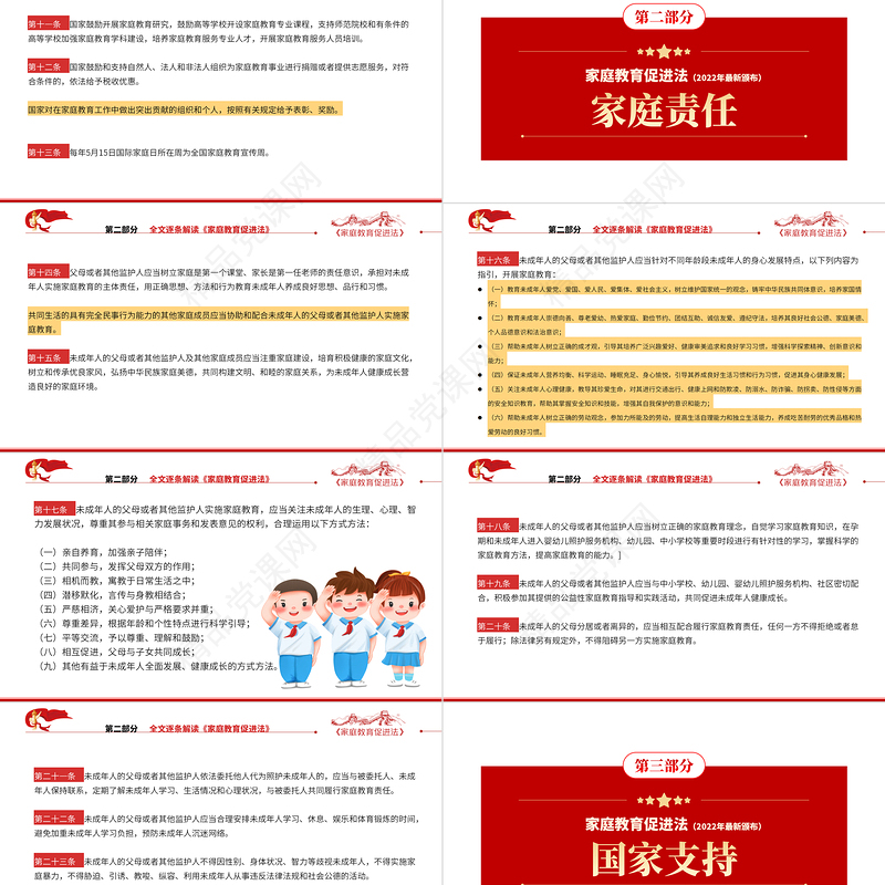 最新发布家庭教育促进法解读PPT党政风简约优质青少年法治培训专题党课课件