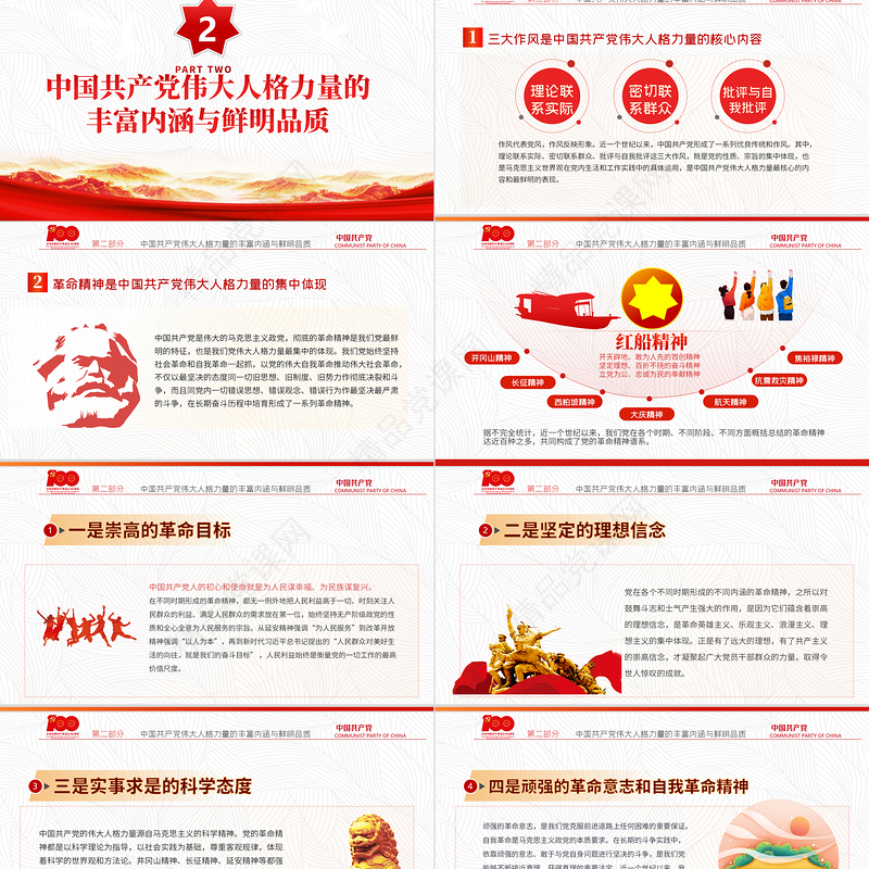 2021中国共产党的伟大人格理论PPT庆祝建党100周年党史学习教育专题辅导党课模板