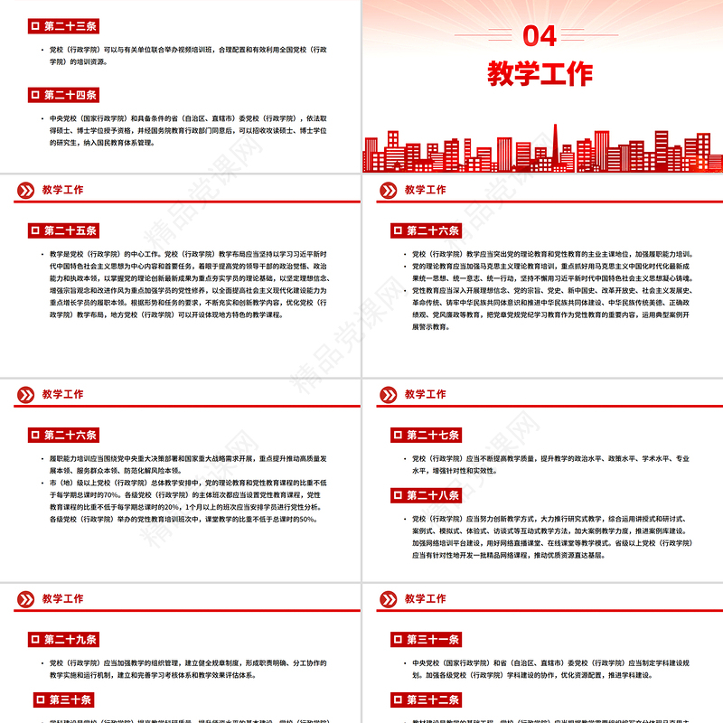 简洁大气《中国共产党党校（行政学院）工作条例》PPT课件