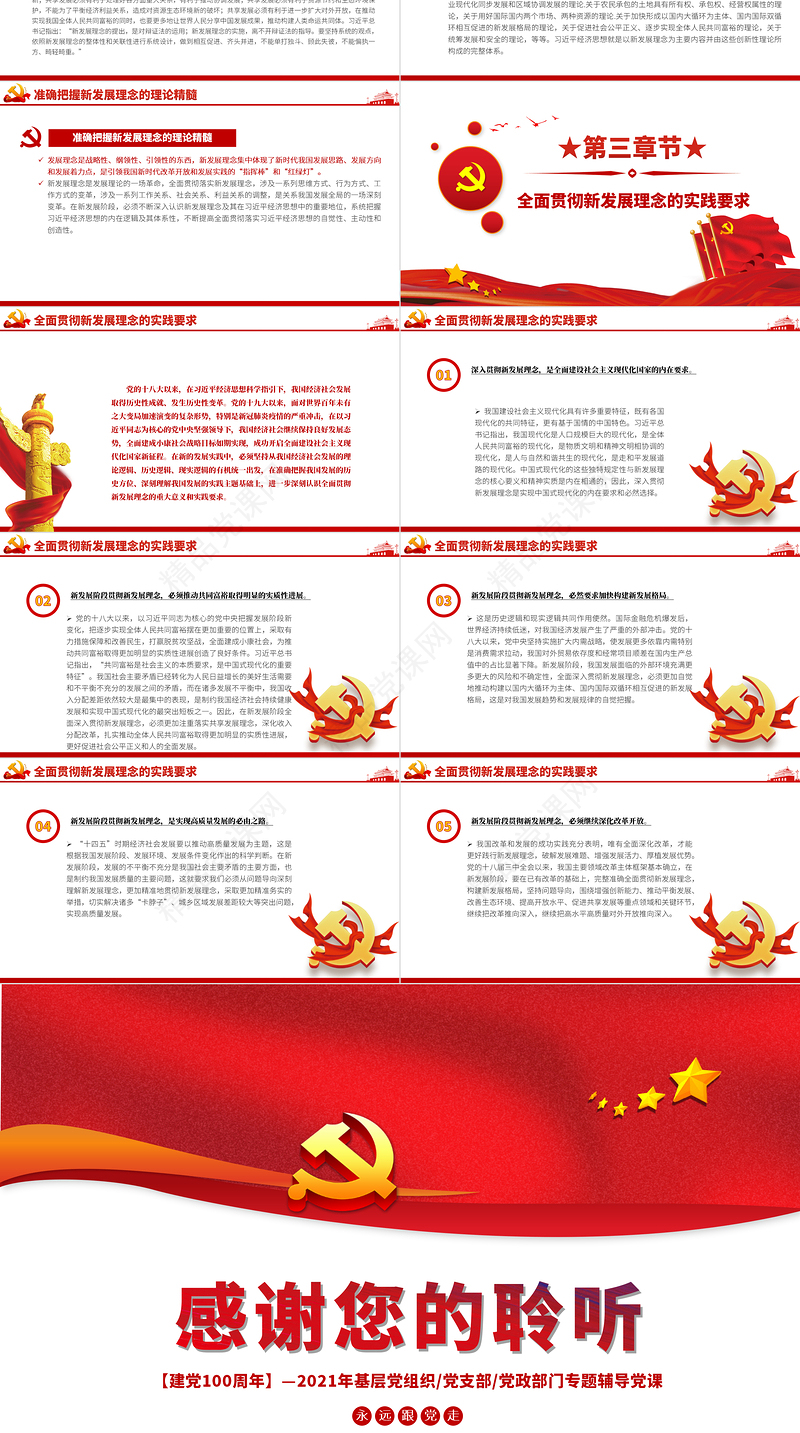 全面认识和贯彻新发展理念PPT2021年基层党组织党支部党政部门专题辅导党课课件