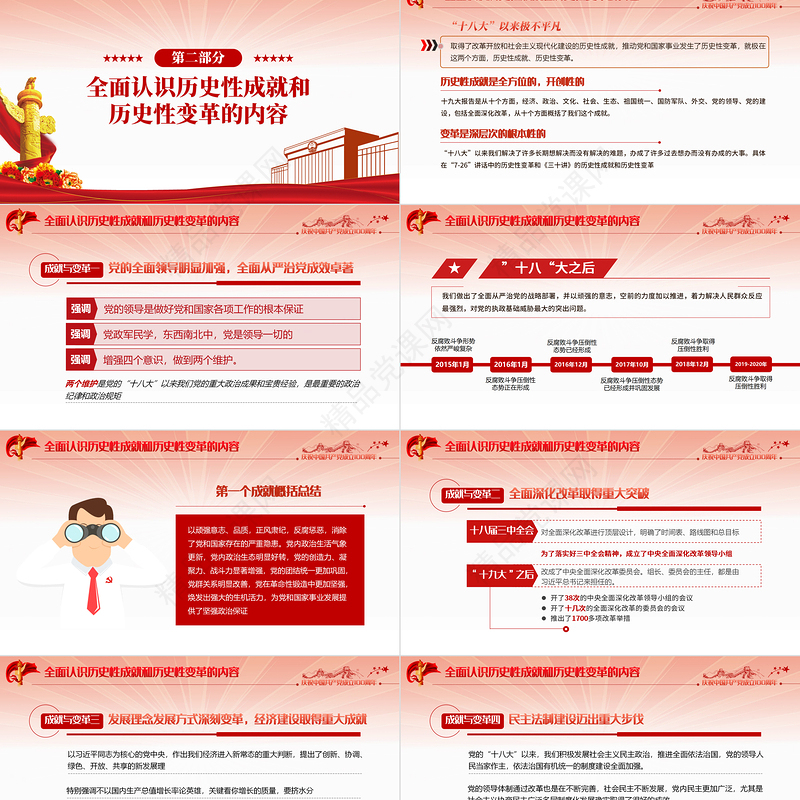 党的十八大以来的历史性成就和变革PPT2021党政风建党100周年党史学习教育专题党课PPT
